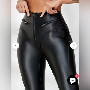 Black High-Waisted Faux Leather Pants
